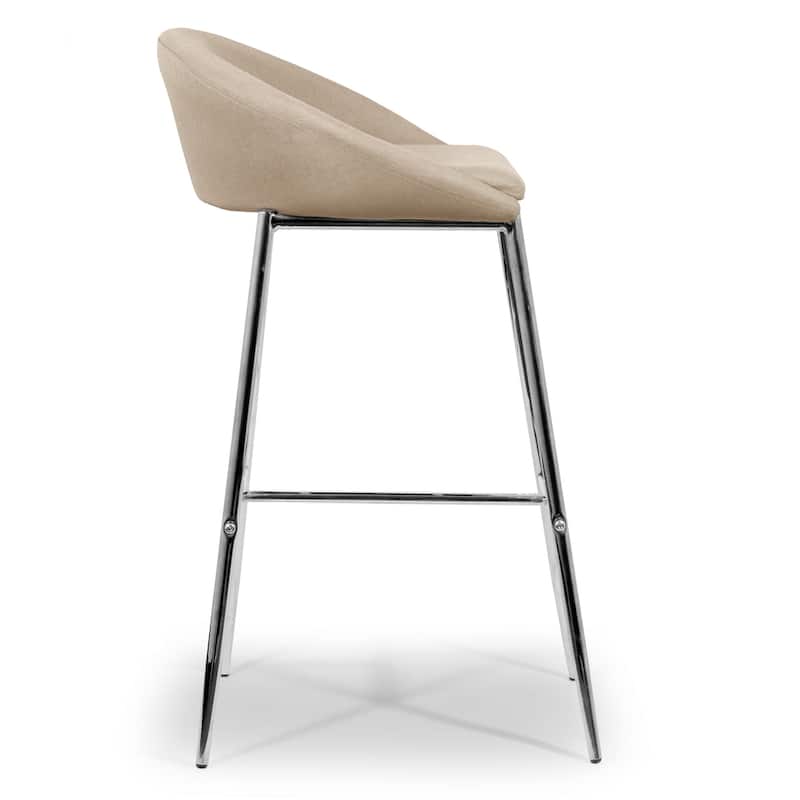 Agatha Modern Cream Fabric and Chrome Bar Stools (Set of 2)