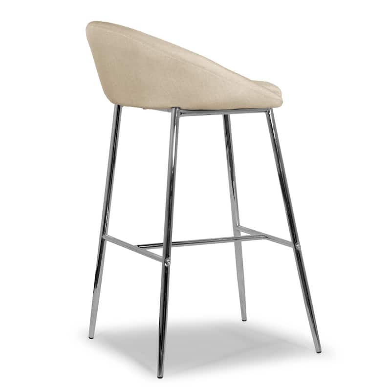Agatha Modern Cream Fabric and Chrome Bar Stools (Set of 2)