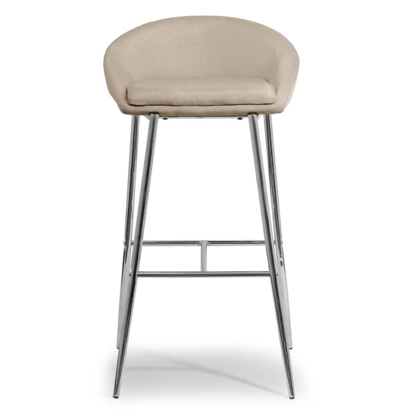 Agatha Modern Cream Fabric and Chrome Bar Stools (Set of 2)