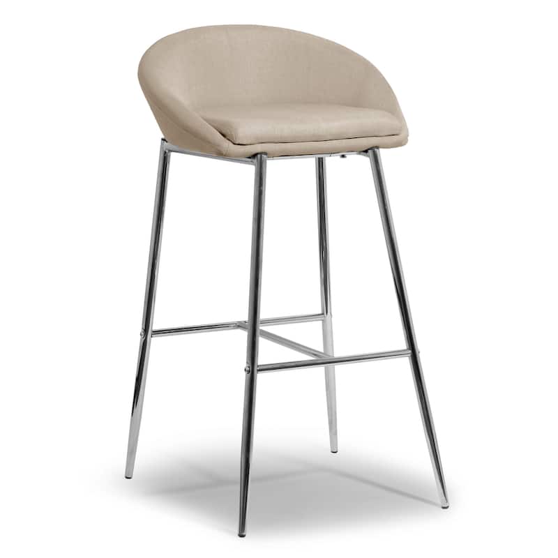Agatha Modern Cream Fabric and Chrome Bar Stools (Set of 2)
