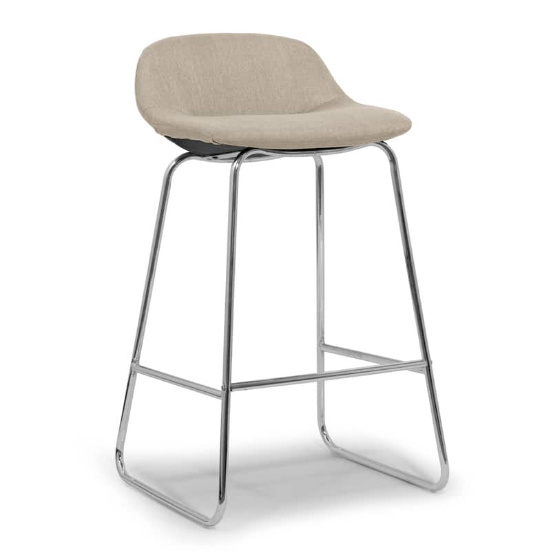 Set of 2 Agalia Modern Fabric Chrome Frame Low Back Bar Stool