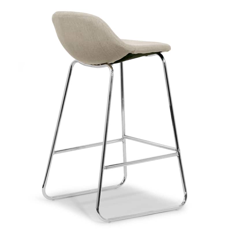Set of 2 Agalia Modern Fabric Chrome Frame Low Back Bar Stool