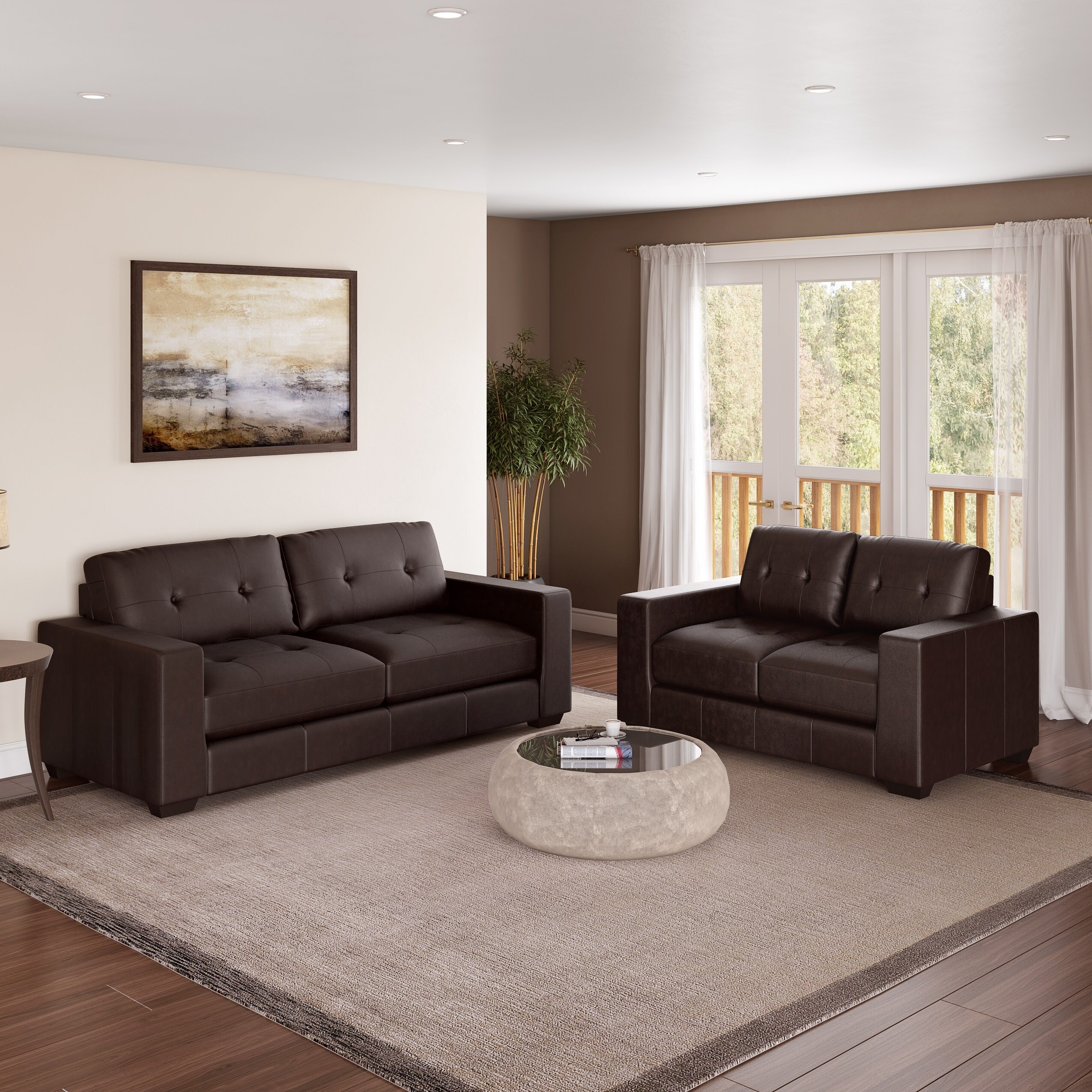 Corliving Club 2pc Tufted Bonded Leather Sofa Set Ebay Corliving Club 2pc Tufted Bonded Leather Sofa Set