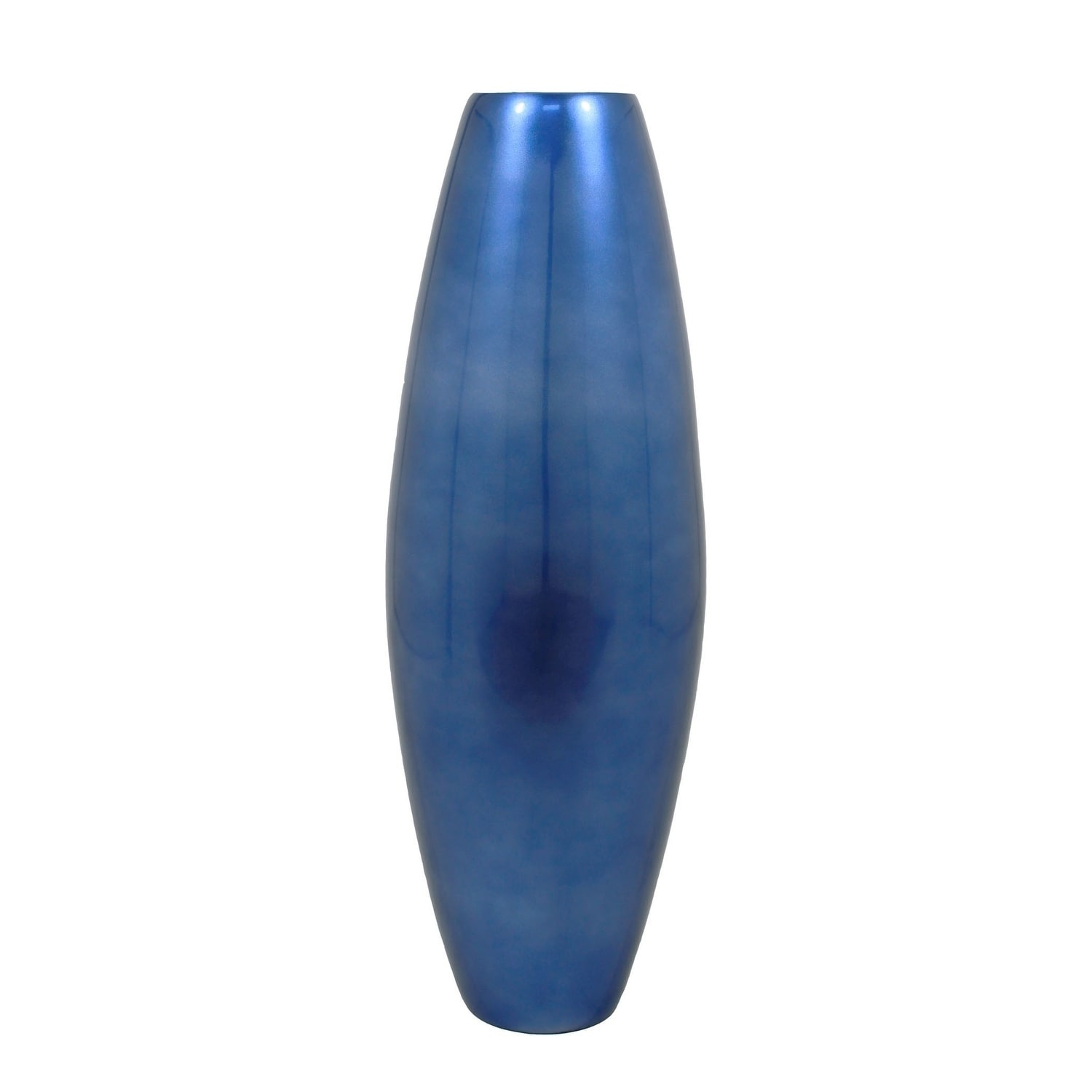 Shop Solid Blue Lacquered 36 Inch Cylinder Floor Vase With Wooden