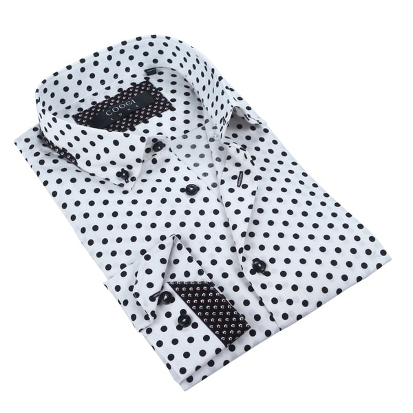 black and white polka dot dress shirt mens