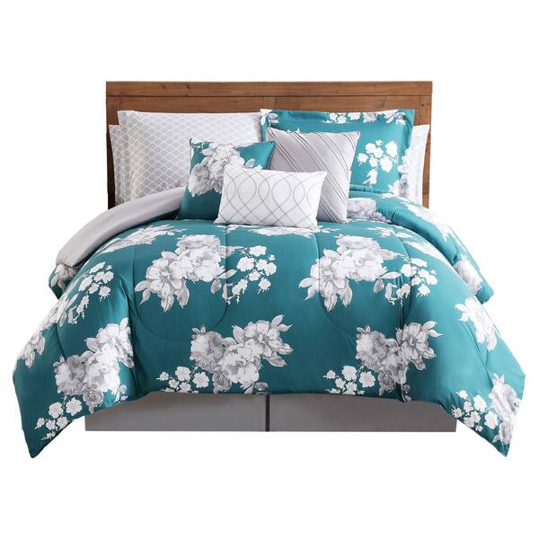 Silver Orchid Tyrone Peony Garden Floral 12piece Comforter Bed in a