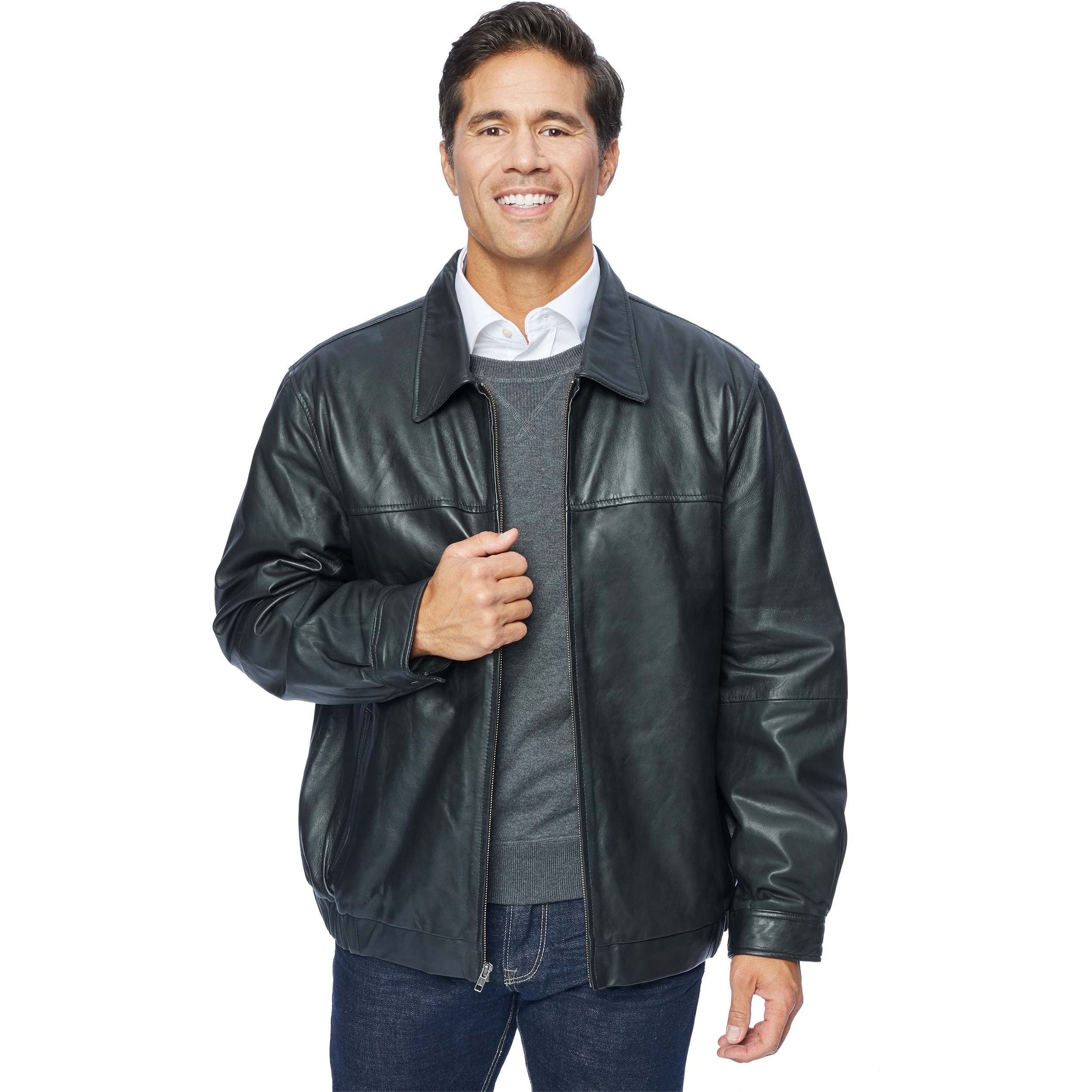 Excelled Men's Leather Shirt Collar Jacket | eBay