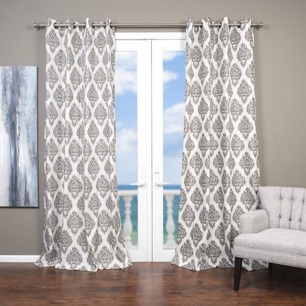 Shop Lambrequin Baroque Ikat Printed Beige Silver Faux Linen