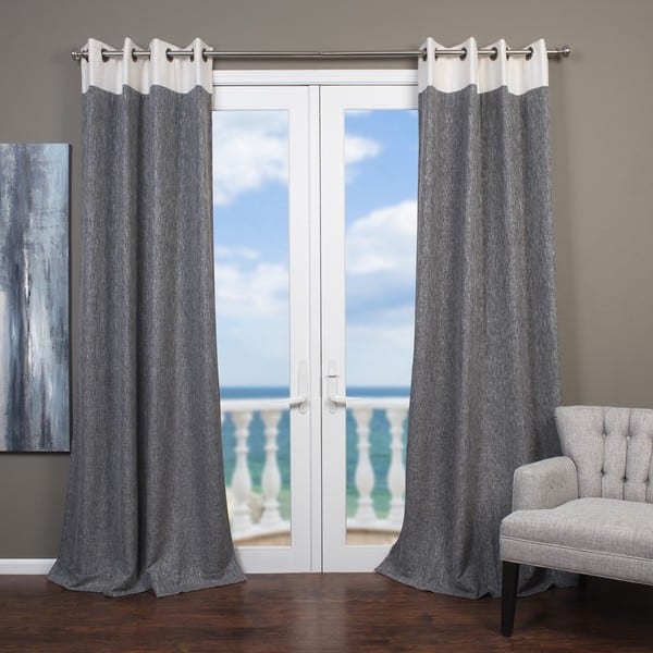 slide 1 of 4, Lambrequin Elan Cotton-blend Banded Curtain Panel - 54 x 96 Grey