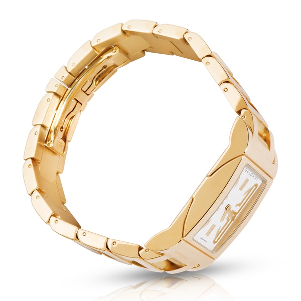 bvlgari women's rettangolo 18k gold watch