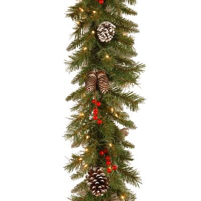 Frosted Berry Clear-lit 9-foot Garland