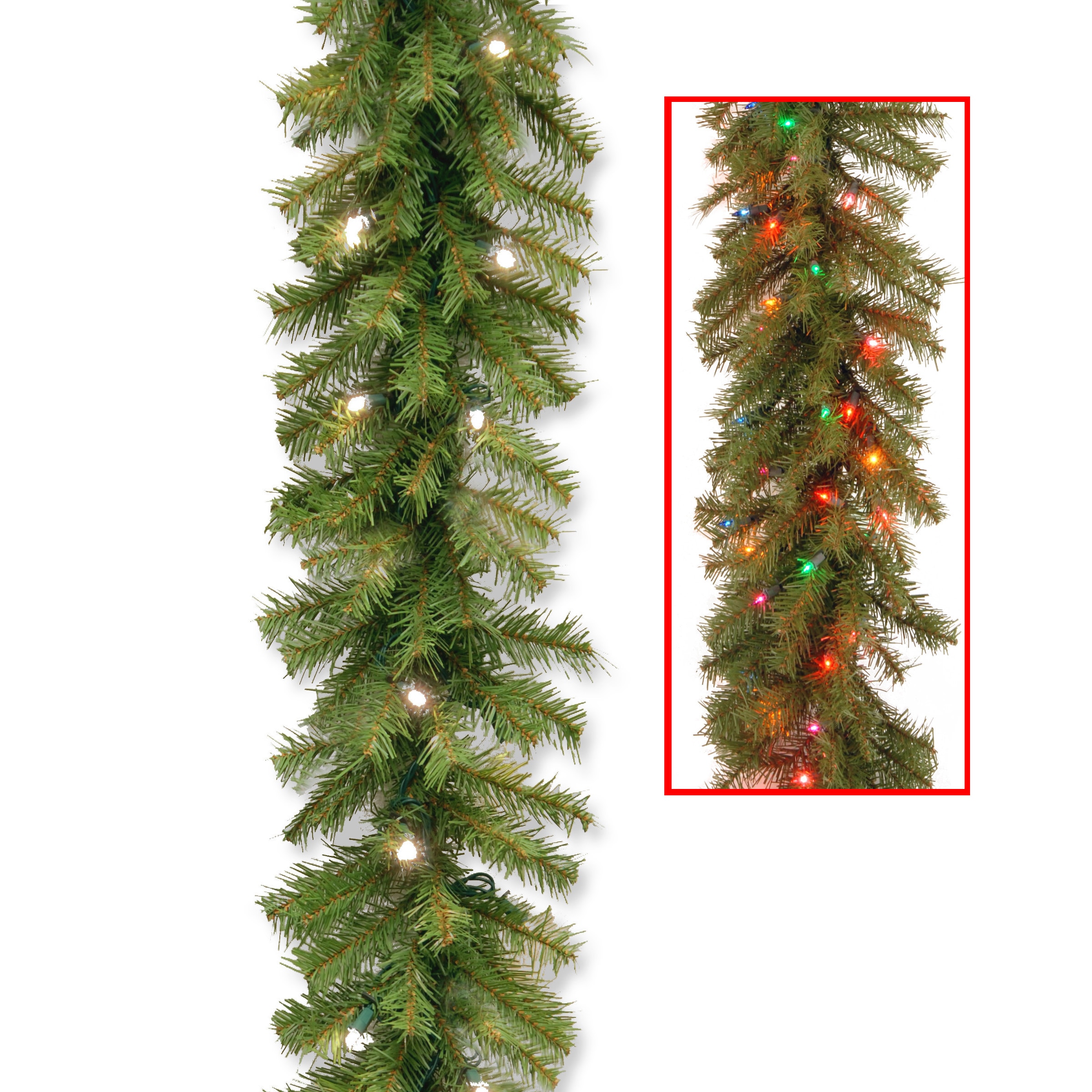 National Tree Company 9 ft. Norwood Fir Garland With Battery Operated Dual-color LED Lights