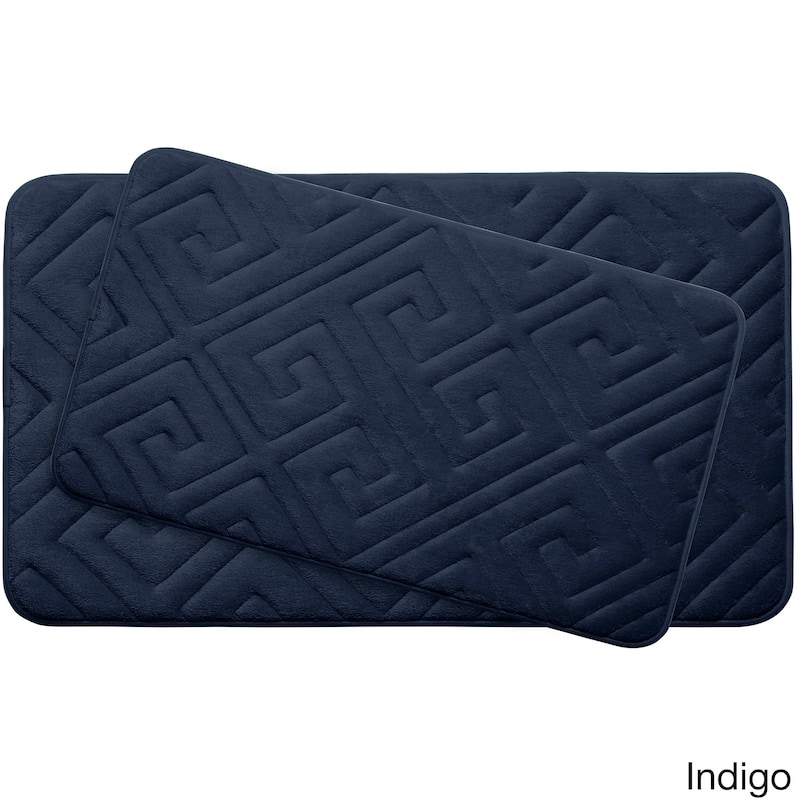 Caicos Memory Foam 2-Piece Bath Mat Set w/ BounceComfort Technology - Indigo