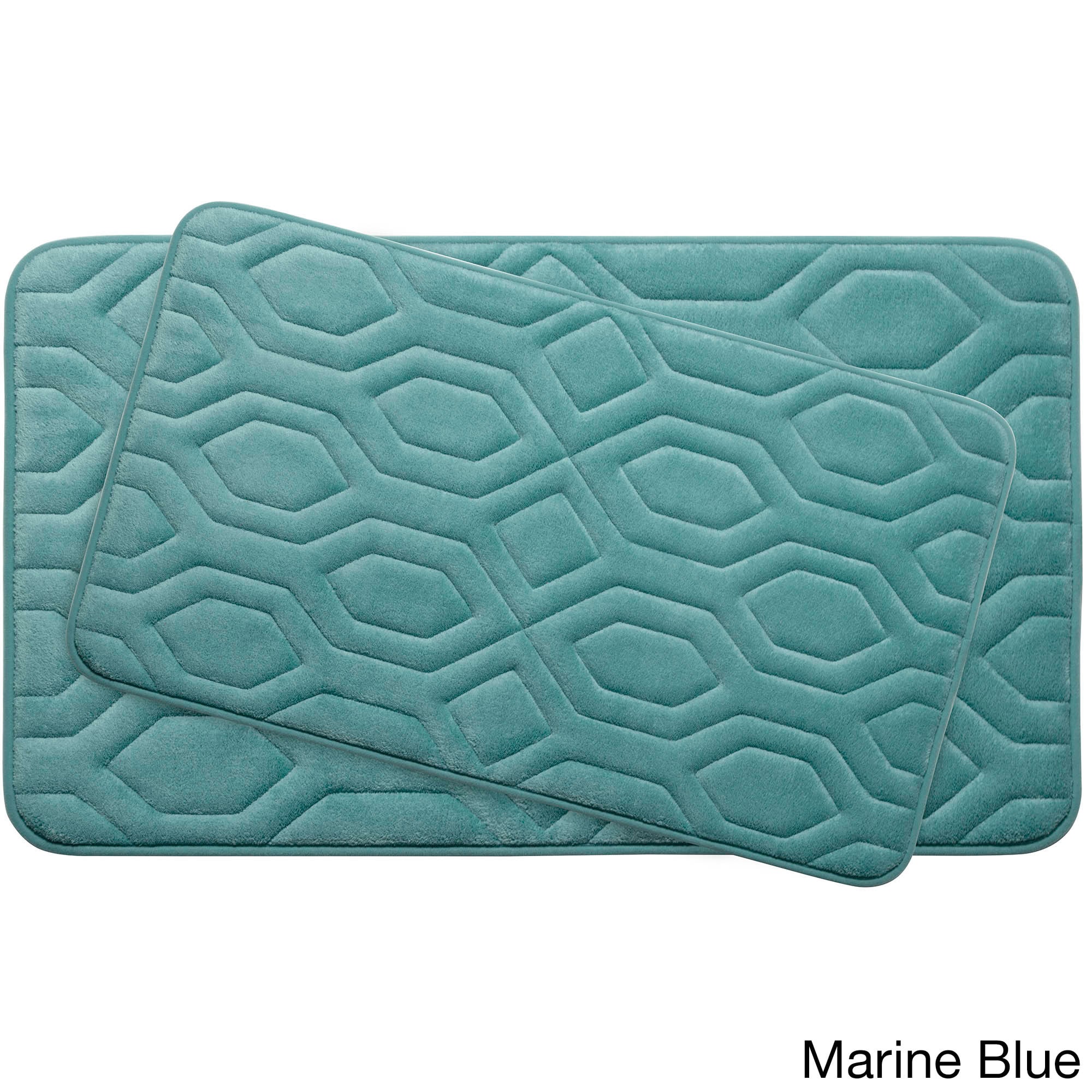 Truly Calm Antimicrobial Memory Foam Bath Rug, Set of 2 - Blue