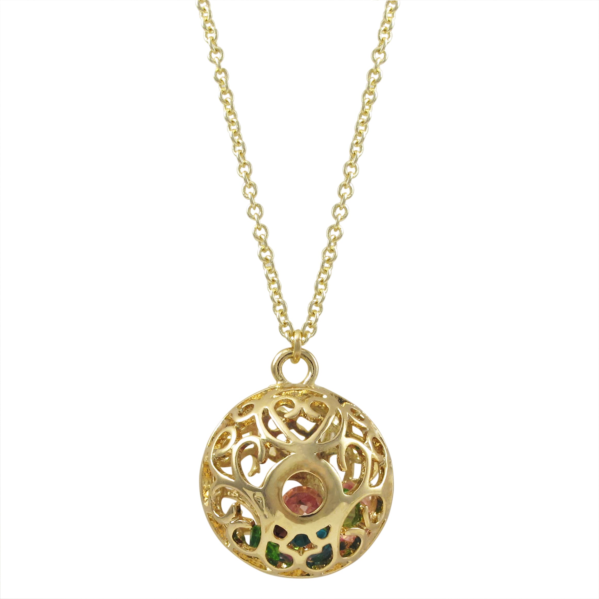 gold necklace with stone pendant