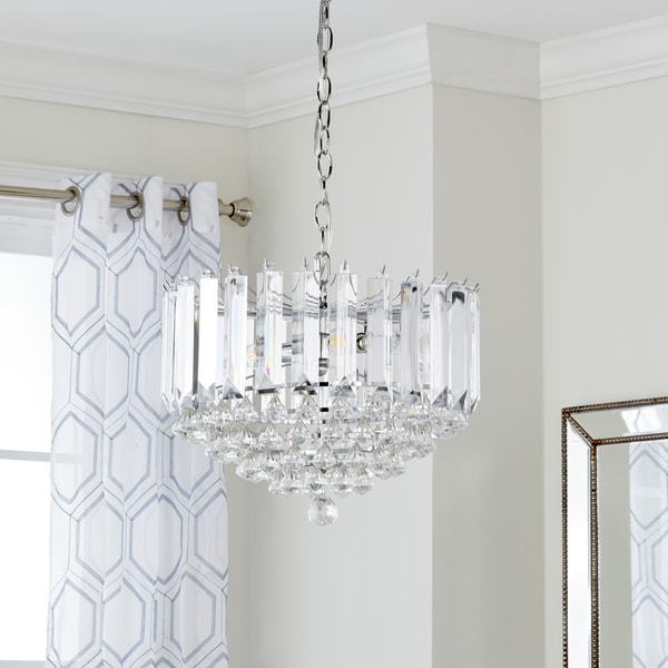 Safavieh Lighting 16.5-inch Hampton 2-light Chrome/ Clear Adjustable Pendant Lamp - 16.5" x 16.5" x 16.25-88.25"