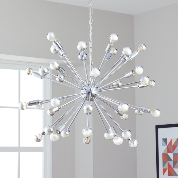 Shop Safavieh Lighting Starburst Sputnik 20-light Chrome Adjustable Pendant Lamp - On Sale ...