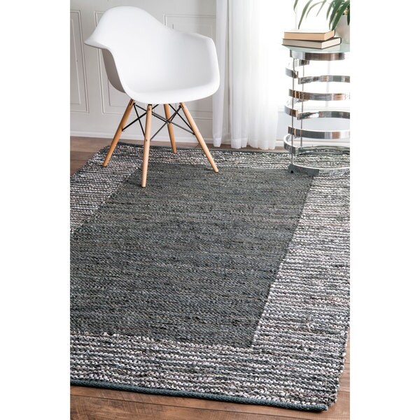 Shop nuLOOM Handmade Leather Cotton Grey Rug (7'6 x 9'6) 7' 6 x 9' 6