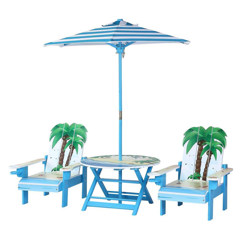O'Kids Palm Tree Adirondack Table and Chairs Set