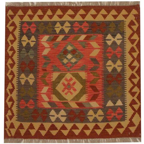 Handmade One-of-a-Kind Wool Kilim (Afghanistan) - 2'10 x 2'11