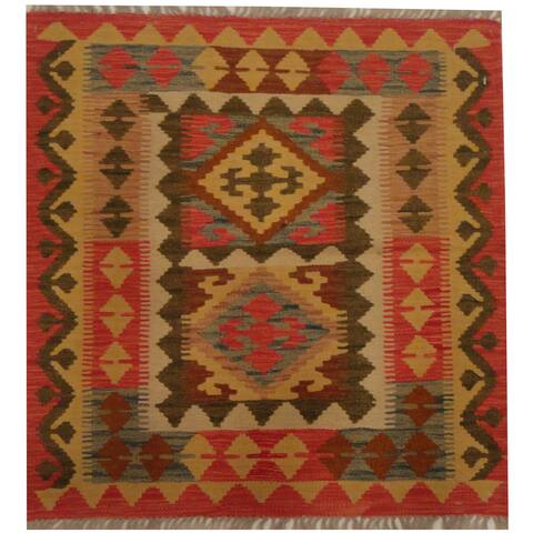 Handmade One-of-a-Kind Wool Kilim (Afghanistan) - 2'9 x 2'10