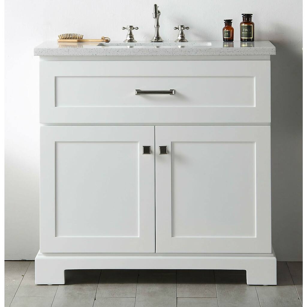 Legion Furniture White Quartz Top 36-inch Sink Vanity without Faucet