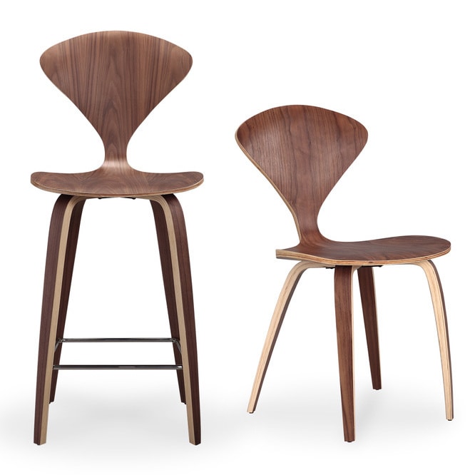Karl Manta Set Of 2 Modern Walnut Wood Barstools Karl Manta Set Of 2 Modern Walnut Wood Barstools
