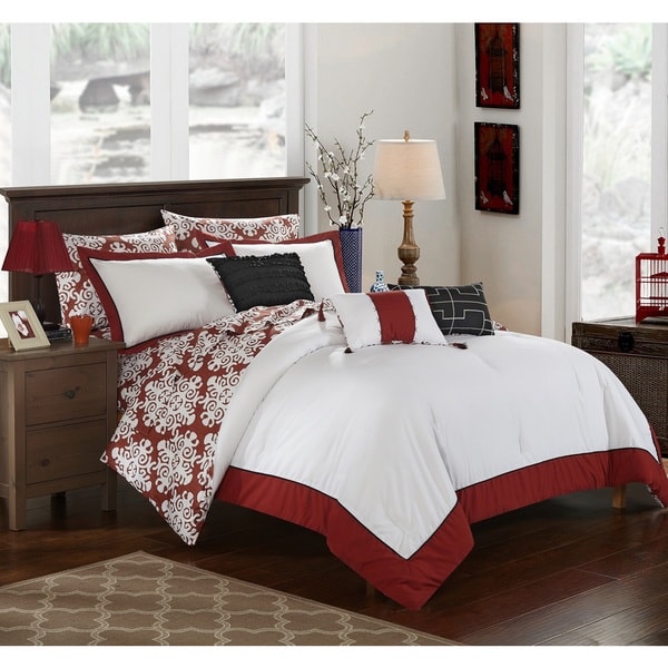 Shop Chic Home 10-Piece Lalita BIB Marsala Comforter Set