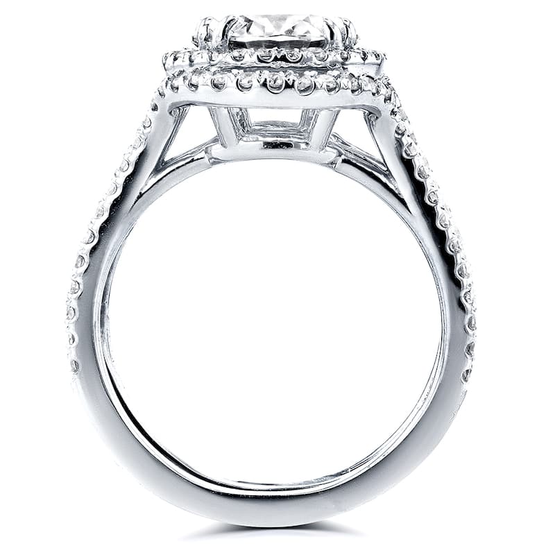 Annello by Kobelli 14k White Gold 2 1/2ct TGW Round Moissanite and Diamond Halo 3-Piece Bridal Set (GH/VS, GH/I)