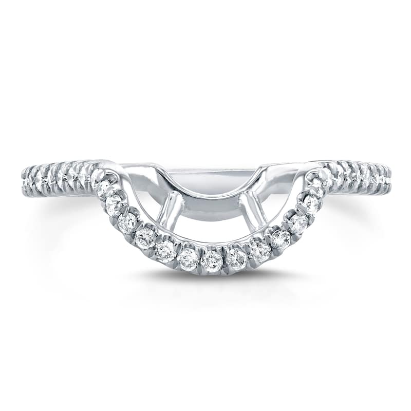 Annello by Kobelli 14k White Gold 1/5ct TDW Diamond Curved Enhancer Type Wedding Band - 4