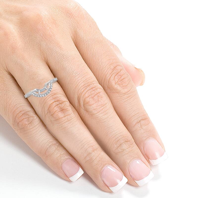 Annello by Kobelli 14k White Gold 1/5ct TDW Diamond Curved Enhancer Type Wedding Band