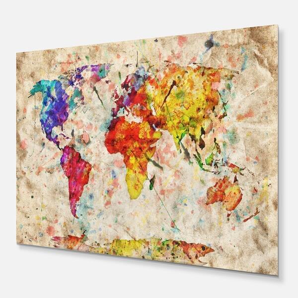 Shop Vintage World Map Watercolor Maps Painting Glossy Metal