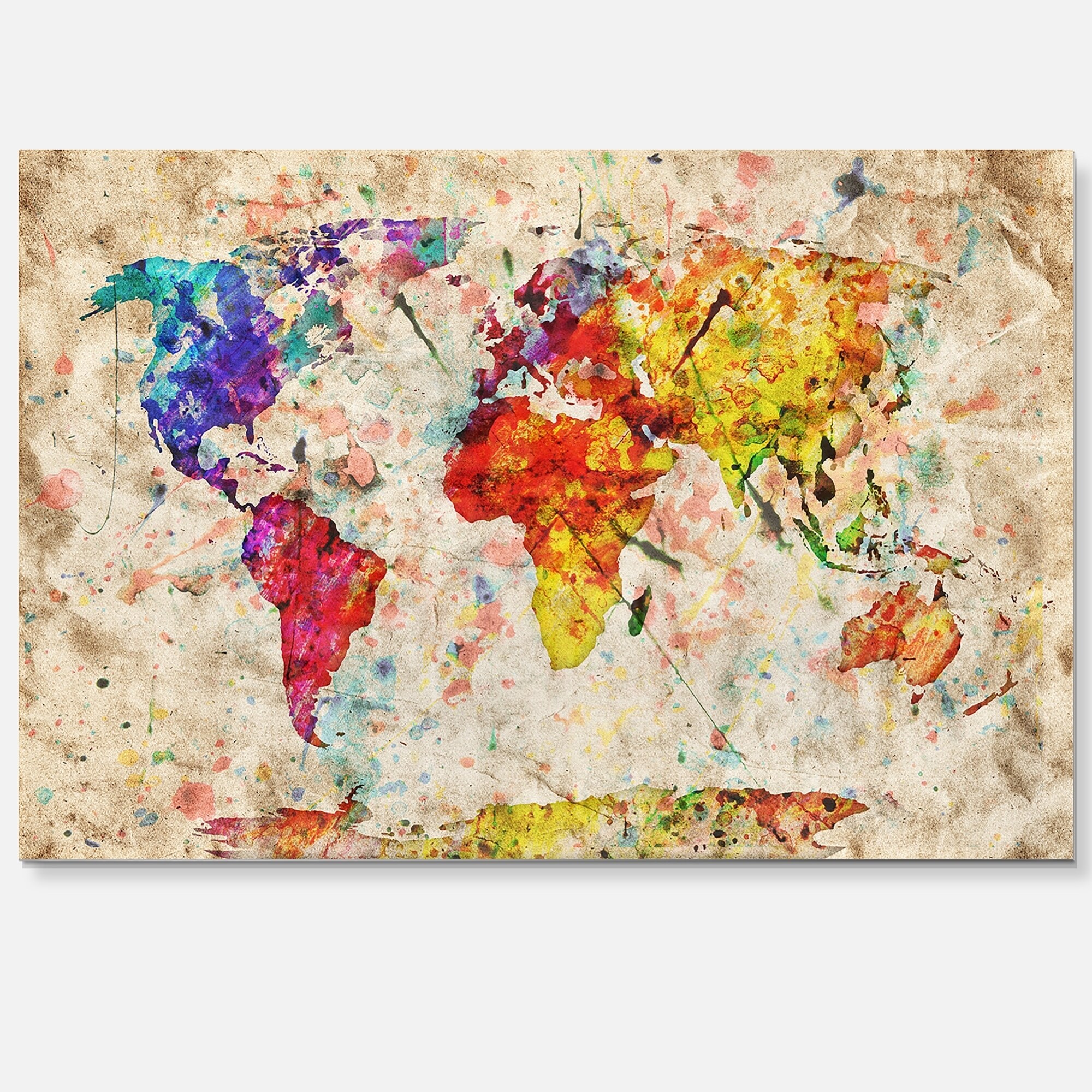 Shop Vintage World Map Watercolor Maps Painting Glossy Metal