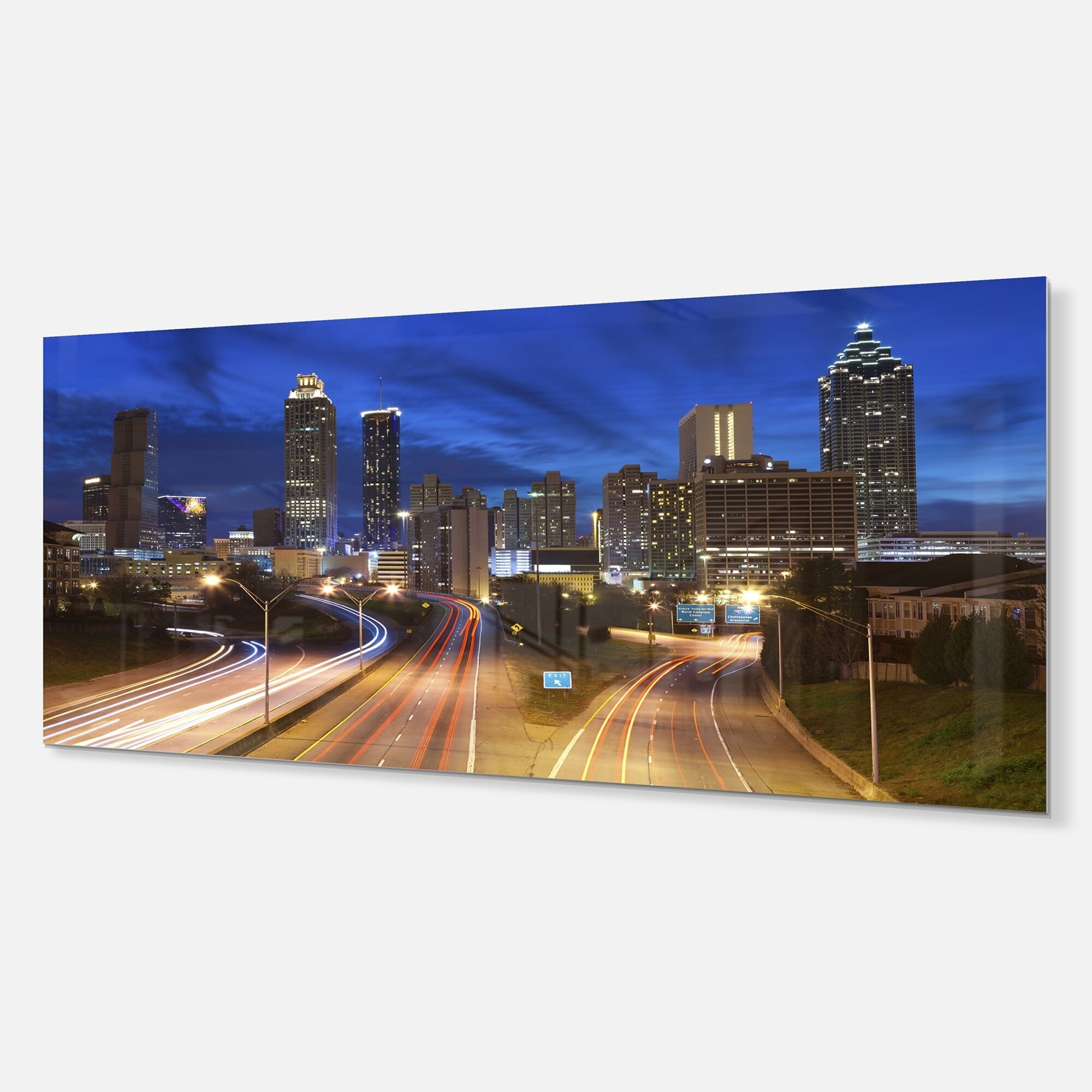 Shop Atlanta Skyline Twilight Blue Hour Cityscape Glossy Metal Wall Art Overstock 12749742