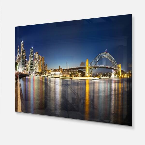 Cityscape Sydney Nightfall Panorama Cityscape Glossy Metal Wall Art Overstock 12749834