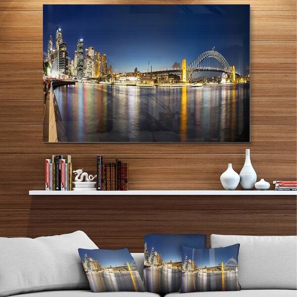 Cityscape Sydney Nightfall Panorama Cityscape Glossy Metal Wall Art Overstock 12749834