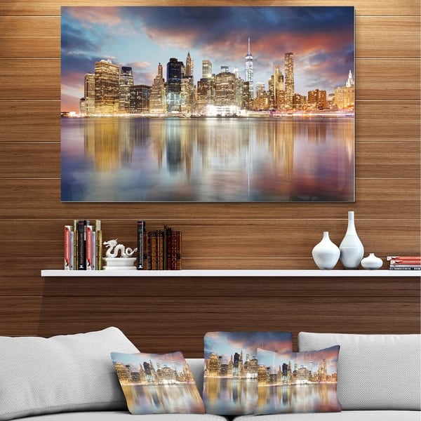 New York Skyline at Sunrise with Reflection. - Cityscape Glossy Metal ...