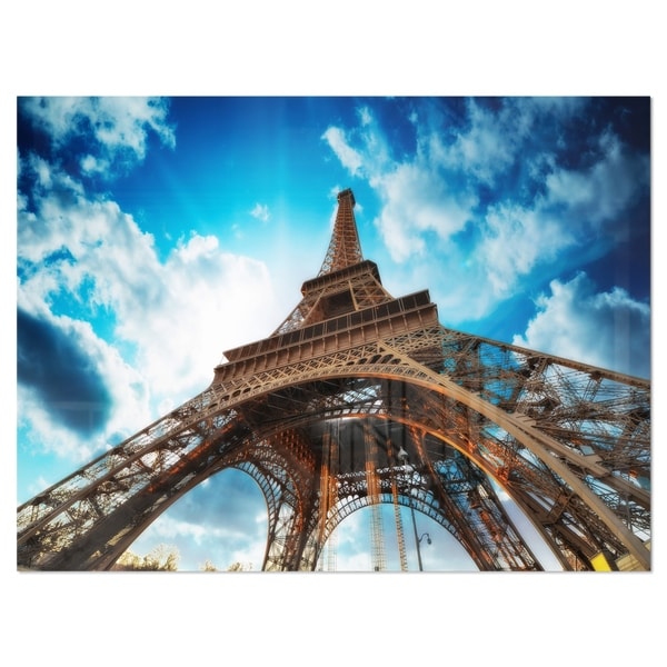 Beautiful Paris Eiffel Tower under Blue Sky - Cityscape Glossy Metal Wall Art. Opens flyout.