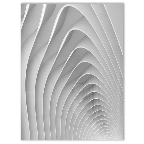 Fractal Bulgy White 3D Waves Abstract Art Glossy Metal Wall Art
