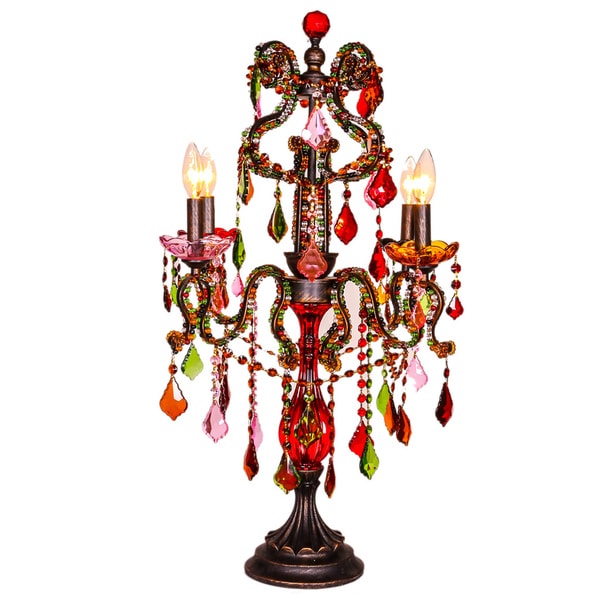 River of Goods Crystal Carnival Multicolor Crystal/Resin 31.75-inch Candelabrum Table Lamp