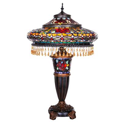 Gracewood Hollow Lachmet Multicolored Stained Glass Table Lamp (27.5 in.) - 17"L x 17"W x 27.5"H