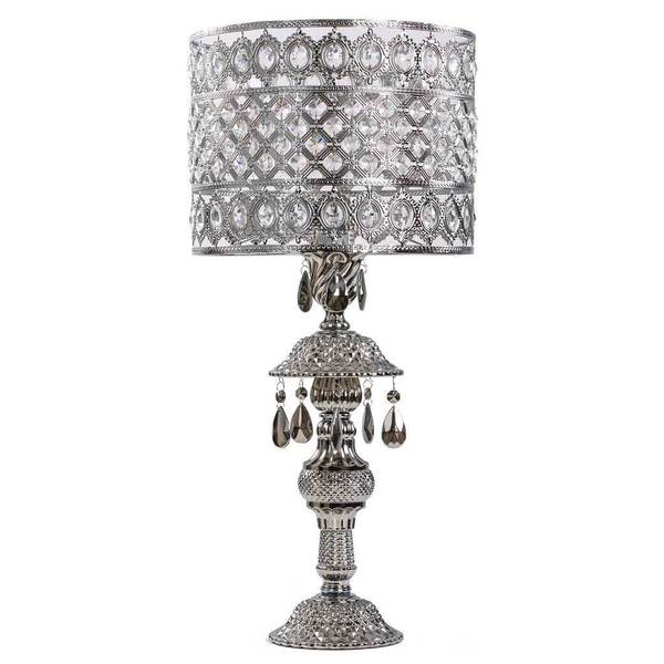 Chrome and Crystal 26-inch High Table Lamp