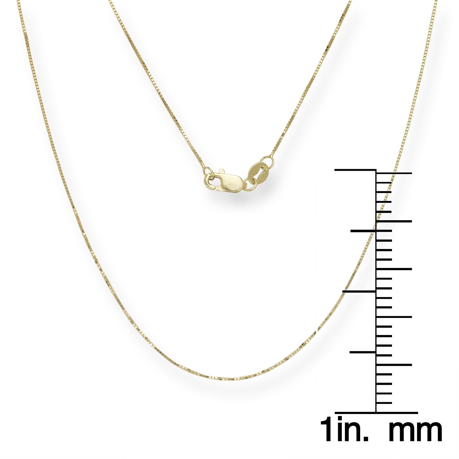 IcedTime 14K Yellow Gold 0.6mm wide Shiny Classic Box Chain with Lobster Clasp