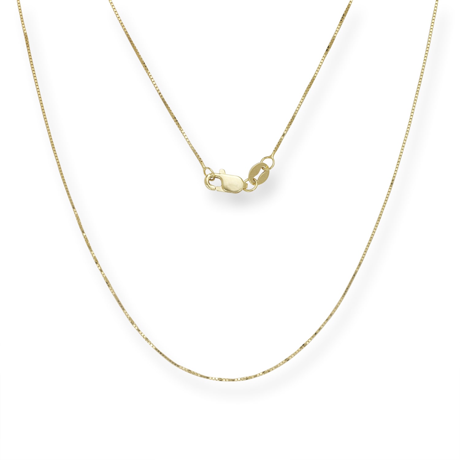10K 18/" Inches .5mm Solid White Gold Classic Box Pendant Chain Necklace