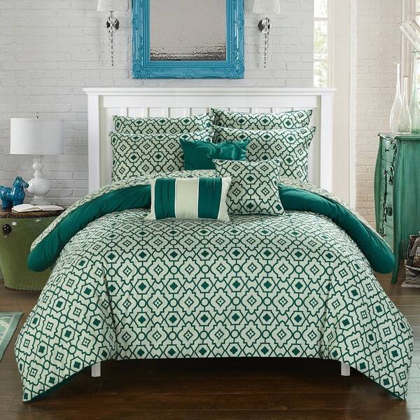 Shop Chic Home 10 Piece Fedel Dark Green Bib Comforter Set Free