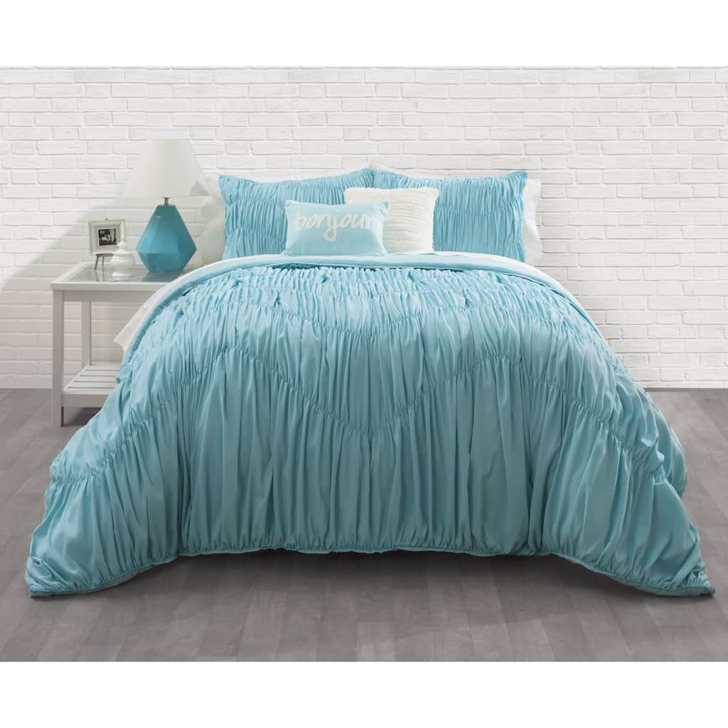 Seventeen Aqua Ruched 3-piece Comforter Set
