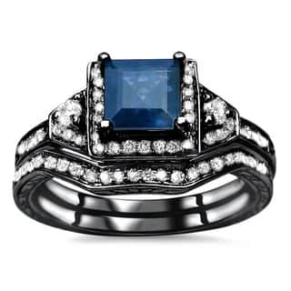 noori 14k black gold 1 110 tgw princess cut blue sapphire diamond engagement - Black And Blue Wedding Rings noori 14k black gold 1 110 tgw princess cut blue sapphire diamond engagement - Black And Blue Wedding Rings