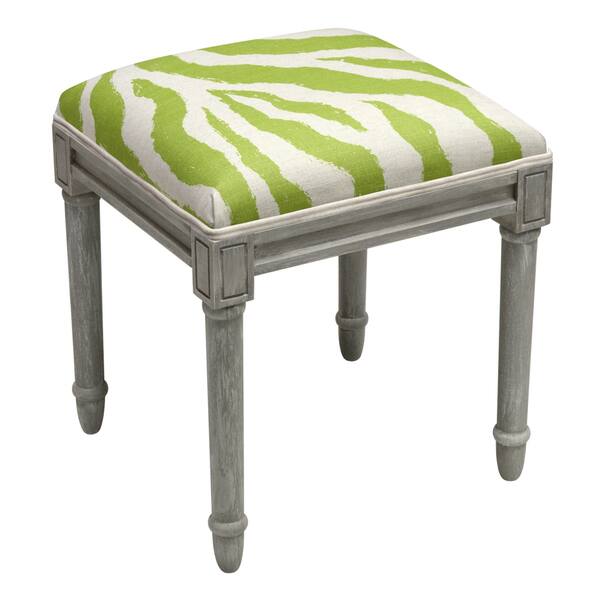 Shop Grey Wood And Linen Zebra Stripes Vanity Stool On Sale Overstock 12751718