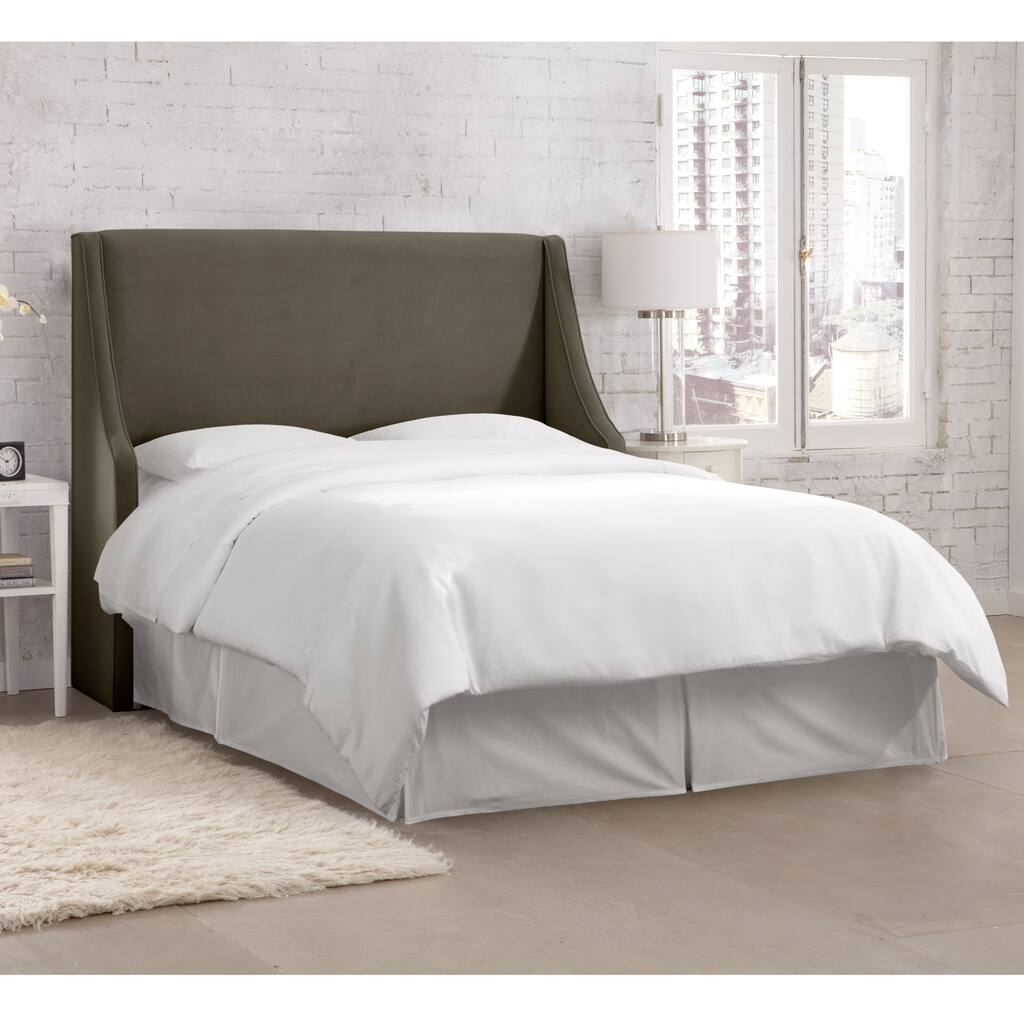 Skyline Furniture Velvet Pewter Swoop Arm Wingback Headboard