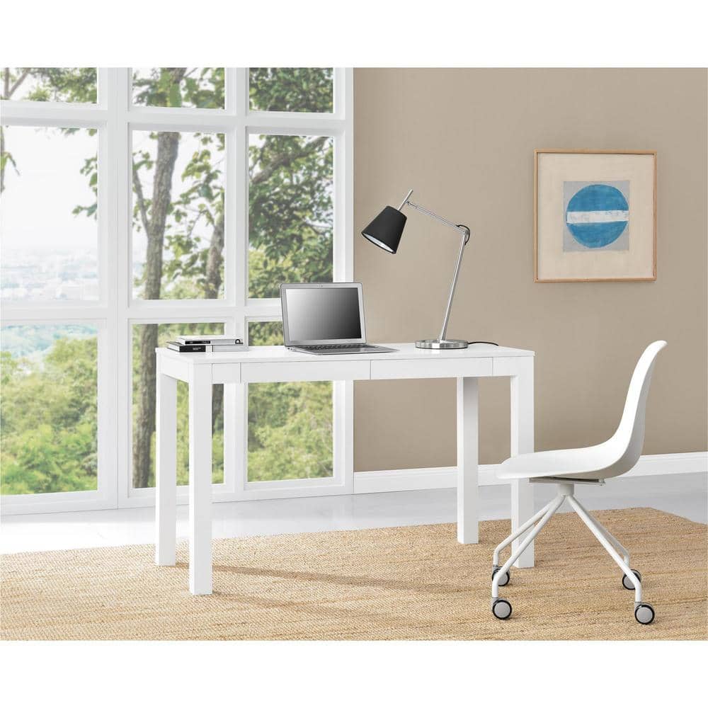 Porch & Den Alley White XL 2-drawer Parsons Desk
